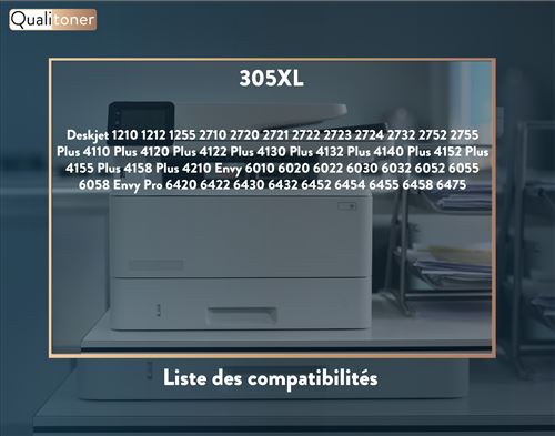 QUALITONER - 1 Cartouche compatible pour HP 305 XL 305XL Noir pour