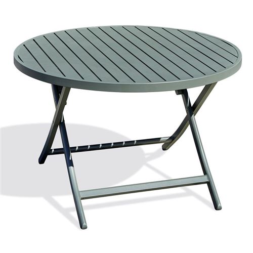 Paris Prix Table De Jardin Ronde Pliante - Kaki - Image 2