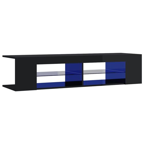 vidaXL Meuble TV avec lumières LED Noir brillant 135x39x30 cm