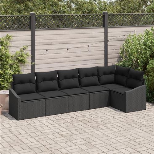 vidaXL Ensemble de canapé de jardin 6 pc Noir polyrotin