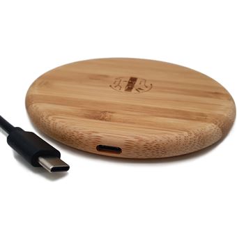Woodcessories EcoPad Cuir/Bois - Chargeur induction sans fil Qi 10W -  Chargeur - WOODCESSORIES