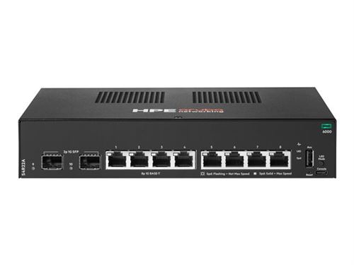 Hpe Aruba Networking Cx 6000 8P 10M/100M/1G 2P Sfp 1G Switch - Commutateur - Géré - 8 X 10/100/1000 + 2 X Gigabit Sfp (Liaison Montante) - Flux D'Air Côte À Côte - Montable Sur Rack, Fixation Murale - Ac - Bto