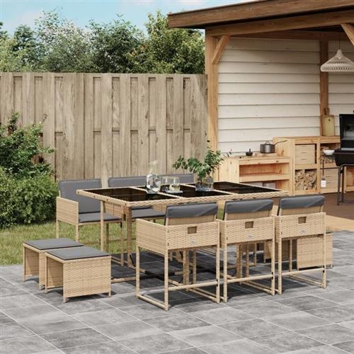 Non Communiqué Beige Vidaxl Ensemble À Manger De Jardin Et Coussins 11 Pcs Mélange 3278099