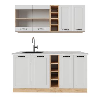 Meuble Sous Pente R-Line Blanc Campagnard/Chêne Doré - 140 Cm - Lot De 2 - Pour Cuisine Et Rangement Sous Toit