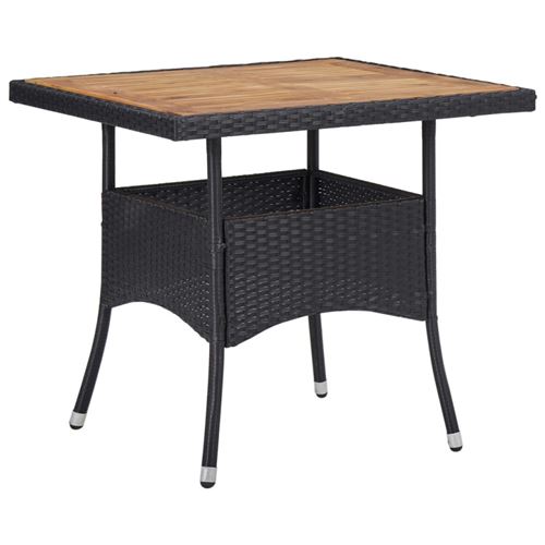 Vidaxl Noir Table D'extérieur Résine Tressée Bois Acacia - Image 3