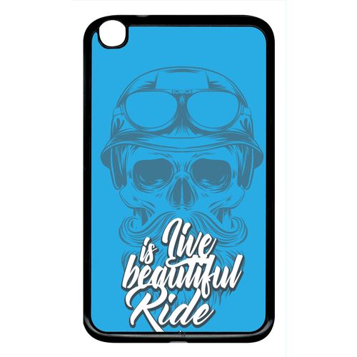 Coque samsung galaxy tab 2 p3110 life is beautiful ride tete entiere fond bleu