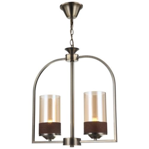 HOMEMANIA Lustre Durul - Lampe à suspension - Lampe de plafond - Cuivre en Métal, Verre, 42 x 42 x 73 cm, 2 x E27, 40 W