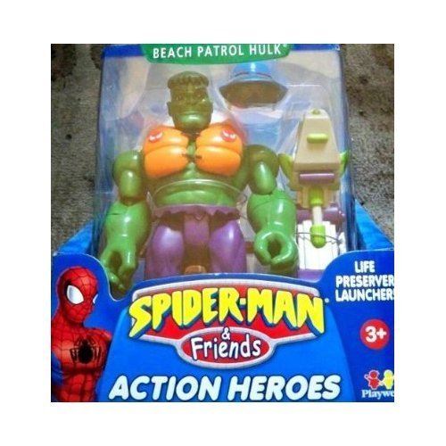 Figurine Hulk de la patrouille de plage Friends Spider-man avec le lanceur de gilet de sauvetage Par Toy Biz
