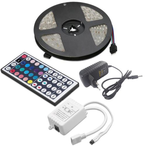 5M Rgb Led 5050 Étanche Lumière Bande Smd 44 à Distance Clé 12V Ue Pleine Puissance Kit JJZM572