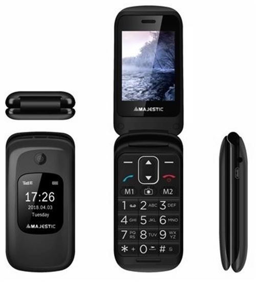 Majestic TLF-SILENO 50 FLIP - Mobiele telefoon - microSD slot - 320 x 240 pixels - TFT - 0,3 MP - zwart