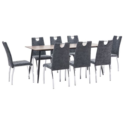 vidaXL Ensemble de salle à manger 9 pcs Noir Similicuir