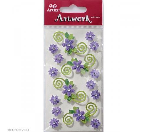Sticker 3D - Fleurs Lilas x 16