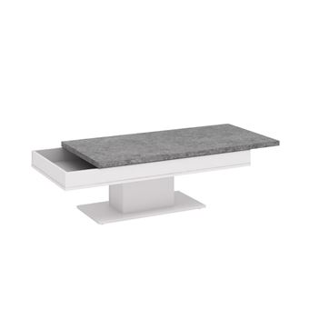 Table Basse Astulia Avec Rangements Blanc Plateau Effet Beton Achat Prix Fnac