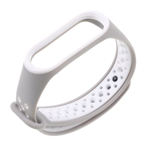 Bracelet en silicone souple bicolore gris blanc pour votre Xiaomi Mi Band 3