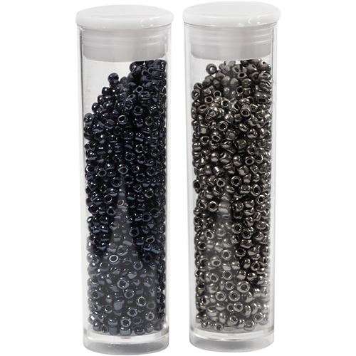 Creotime Rocailles 1,7 mm gris métallisé/noir