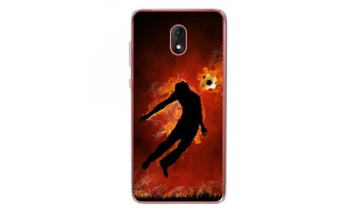 Coque souple pour Wiko Lenny 5 avec impression Motifs Ballon de football enflammé