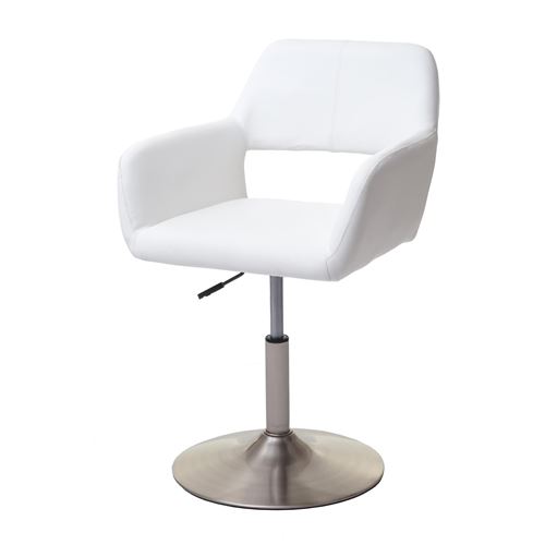Chaise de salle à manger MENDLER HWC-A50 III similicuir blanc pied en métal brossé