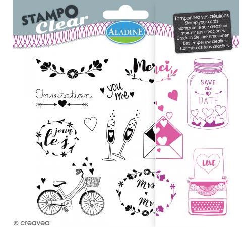 Tampon clear Aladine - Mariage - Planche 15 x 12,5 cm - 13 Stampo'clear