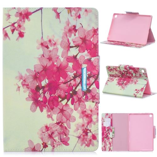 Etui en PU impression de motifs fermoir large fleur de prunier avec support pour votre Galaxy Tab A 10.1 (2019) SM-T510/SM-T515