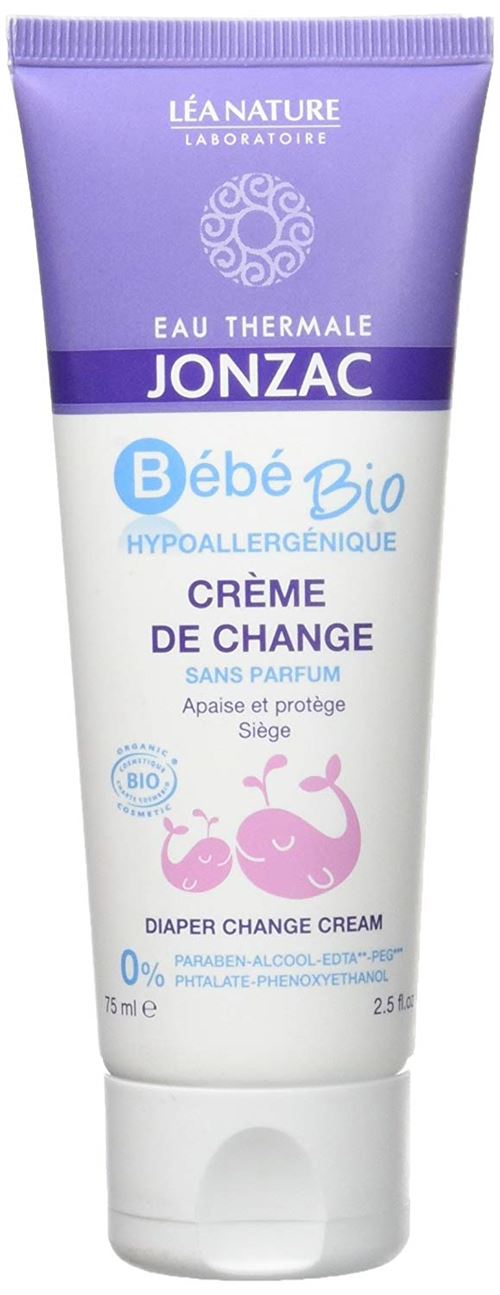 EAU THERMALE JONZAC Crème de Change Bébé Bio 75 ml - Lot de 4