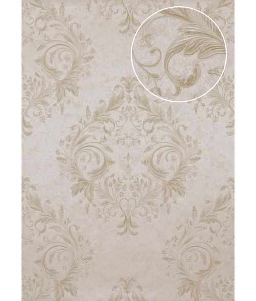 4,77 £//1qm Non-Tissé Papier Peint Gris Or Baroque Marburg 56801