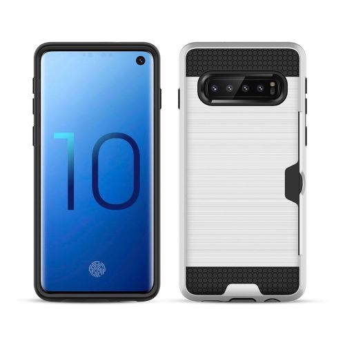 Coque en TPU hybride avec lecteur de carte blanc pour votre Samsung Galaxy S10
