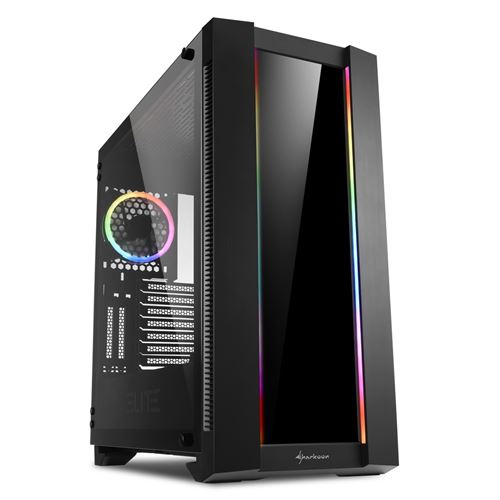 Sharkoon Elite Shark CA200G, boîtier PC, ARGB, contrôle RGB 8 fois, intégration graphique classique et verticale