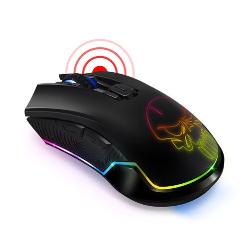 Souris sans fil pour gamer ELITE-EM20, droitier, capteur optique 4800dpi, 6 boutons programmables, rétro-éclairage RGB