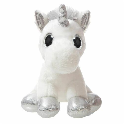 Aurora World 60835 Sparkle Tales Peluche Licorne Scintillante Toute Douce, argenté, 30,5 cm