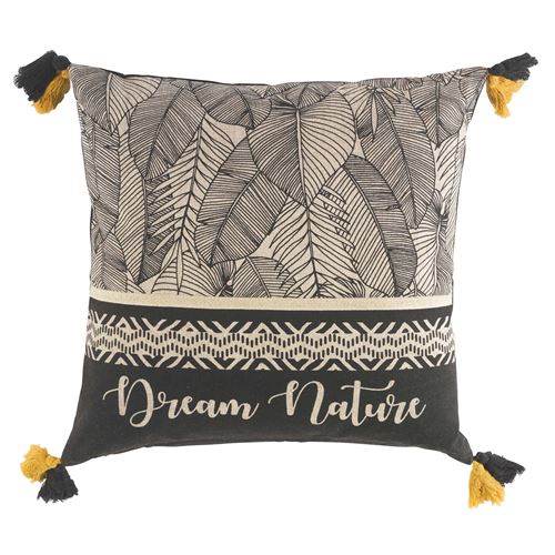 Coussin déhoussasble à pompons 45 x 45 cm 100% coton zaramo