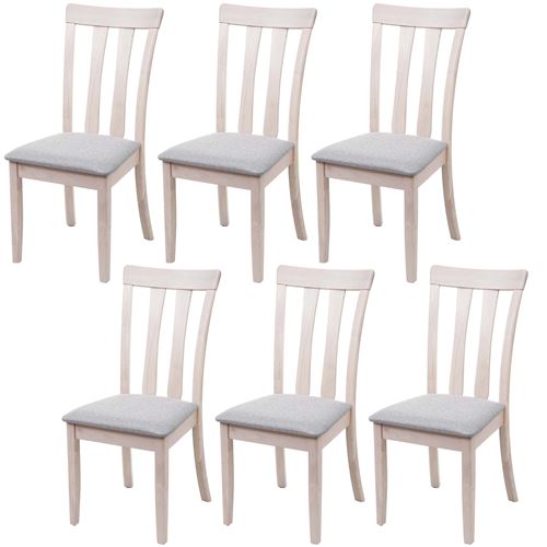 6x chaise de salle à manger MENDLER HWC-G46, tissu, en bois massif châssis clair, gris