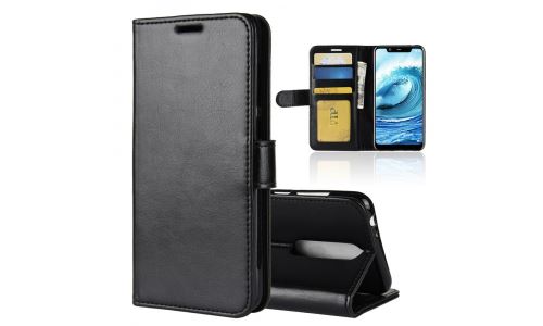 Etui type portefeuille noir pour Nokia 5.1 PLUS rabat latéral articulé fonction stand