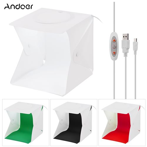 Andoer 22 * 23 * 24cm Boîte à lumière de studio pliable LED Photographie Tente de tir Softbox