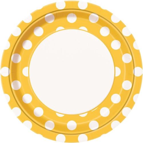 Unique cartons de fête 23 cm 8 pcs carton jaune/blanc