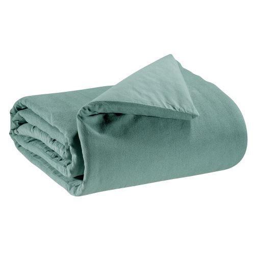 Housse de couette Stonewashed Paco vert de gris 240 x 220 cm Vivaraise