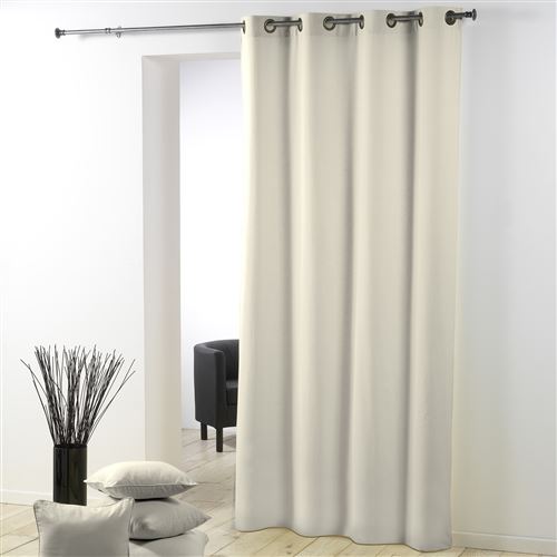 Rideau a oeillets metal 140 x 280 cm polyester uni essentiel Naturel Douceur d'Intérieur