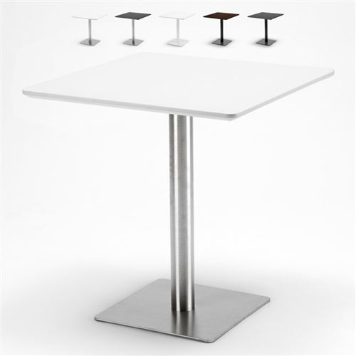 Table carrée 70x70 pour bars restaurants hôtels base centrale Horeca, Couleur: Blanc - Argent