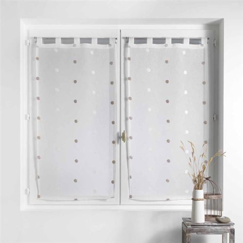 Paire droite passants 2 x 60 x 90 cm voile sable brode lorna Blanc