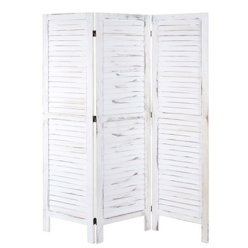Paravent MENDLER HWC-G30 style shabby chic 170x120cm blanc