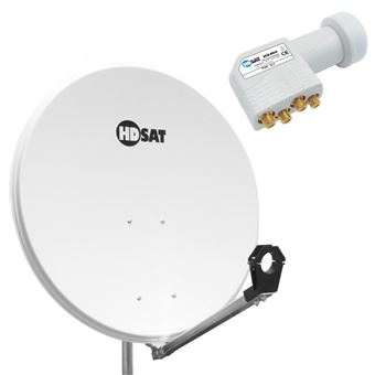 Pack  Parabole satellite acier 80cm + LNB Quad Universel 0,1dB - 1