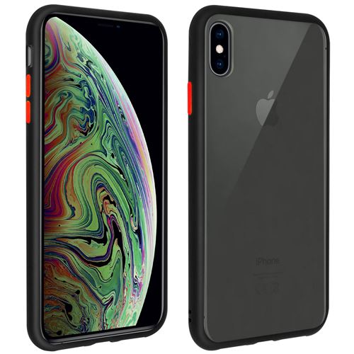 Coque pour iPhone XS Max Dos Translucide Contour Coloré Mate Rigide Antichoc - Noir