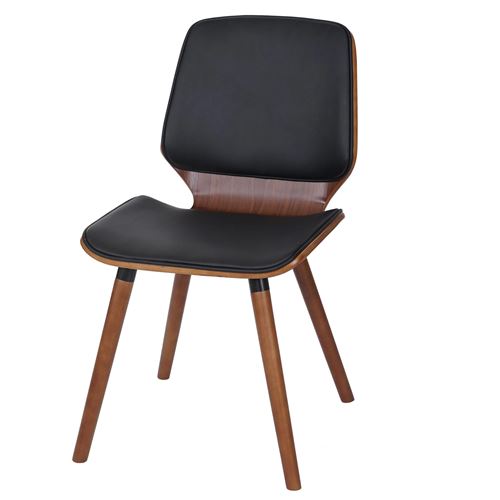 2x Chaise de salle à manger MENDLER HWC-B16 bois courbé aspect noyer similicuir noir