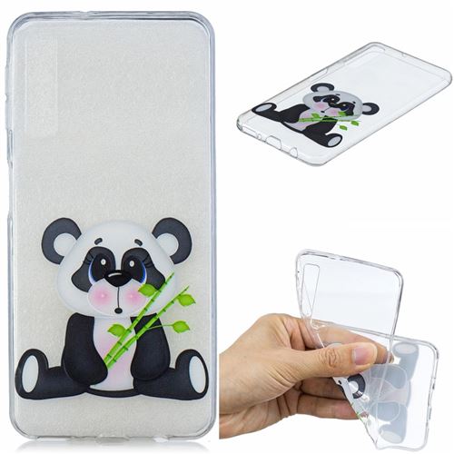 Coque en TPU impression de motifs panda tenant bambou pour votre Samsung Galaxy A7 (2018)
