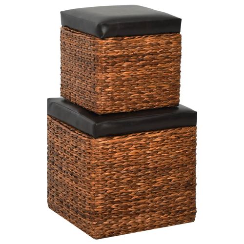 vidaXL Repose-pieds 2 pcs Jacinthe d'eau Marron