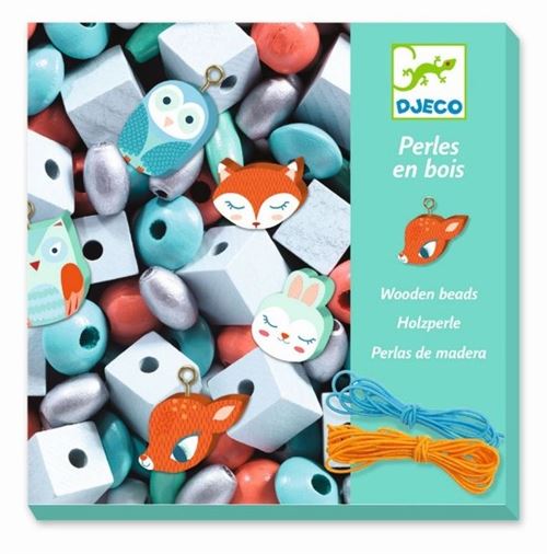Djeco DJ09807 - Perles en bois Petits animaux