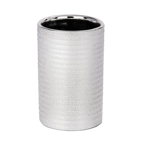 Gobelet porte brosses à dents en céramique - D 7,5 x H 11,5 cm - Argenté