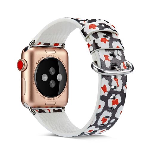 Bracelet en cuir véritable fleur style Q pour votre Apple Watch Series 4 40mm/Series 3 2 1 38mm