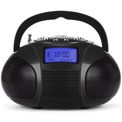 Poste Radio FM + Enceinte Bluetooth MP3 – AUGUST SE20 – Bluetooth, USB, Carte SD, Prise Auxiliaire, Radio FM et Réveil - Noir