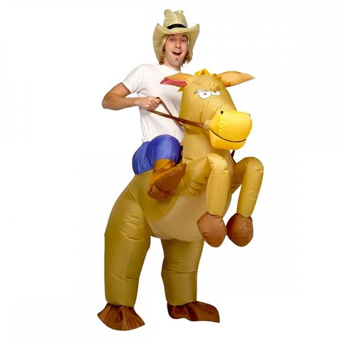Costume de cowboy gonflable à cheval.