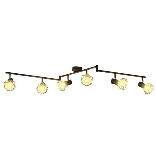 vidaXL Projecteur Style industriel Noir avec 6 ampoules à filament LED
